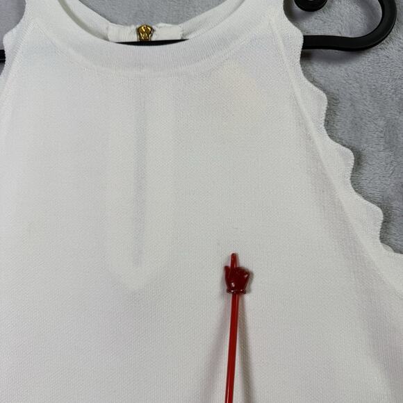 Eliza J White Tank Top Size Small White Wave Ruffle Hem *Flaws Formal Stretch - Picture 12 of 16